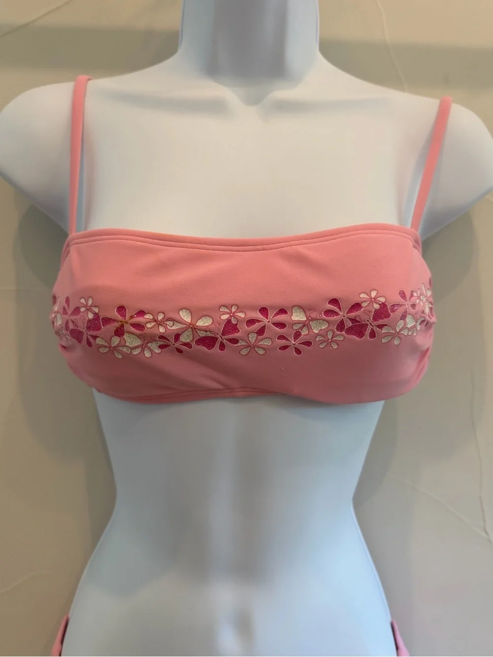 Rebel Beach Pink Floral Glitter Bikini Set XS